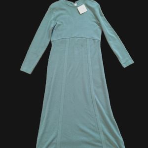 NORM THOMPSON Wool Sky Blue Long Sleeve Maxi Dress